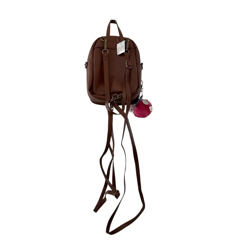 Harry Potter Hogwarts Crest Mini Backpack with Pink Pygmy Puff Keyring Brown